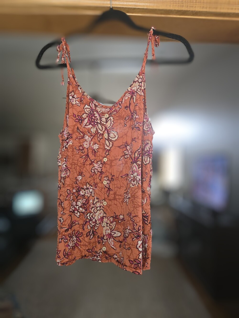 Maurices Floral Tie-Shoulder Cami Top - Orange Size M